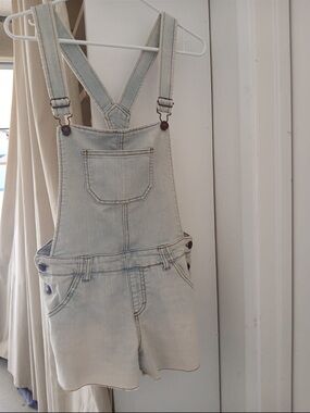 Light Wash Denim Short Overalls